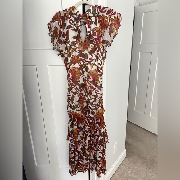 Cleobella Cecilia Ankle Dress In Shea Side Slit Print Short Sleeve - Picture 9 of 9